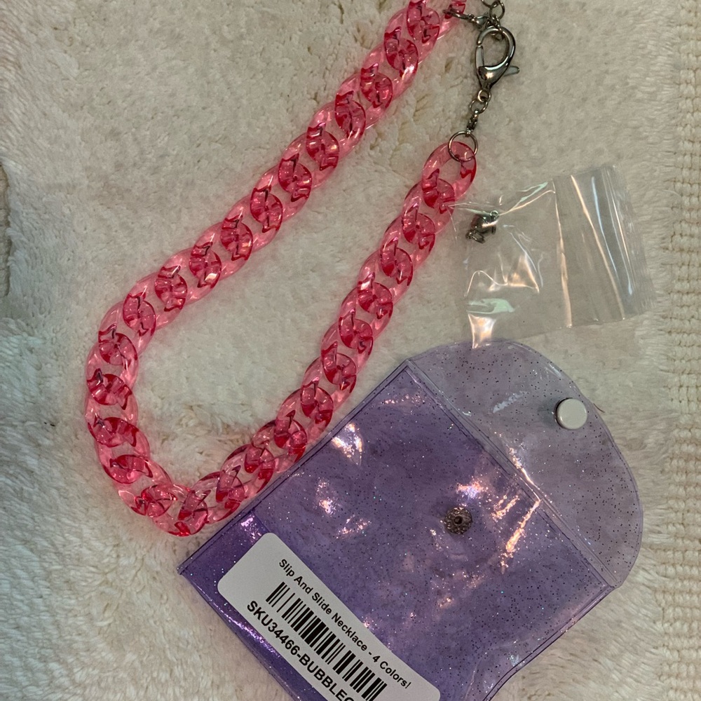 By Alexa Rae Bubblegum slip and slide necklace 16” + 3” extender